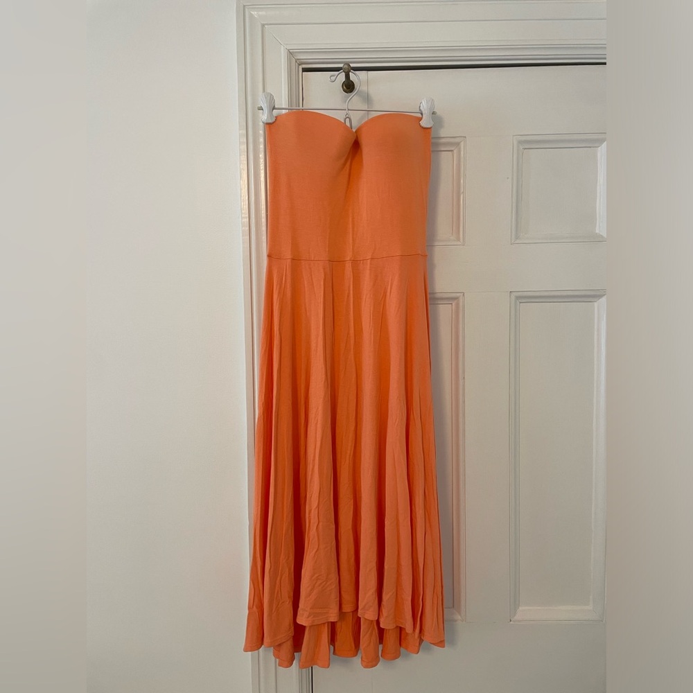 Victoria’s Secret Strapless Maxi Dress 34B Built-In Bra Orange